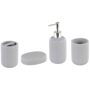 Set de accesorios de baño 4 piezas de cerámica gris