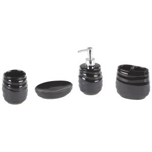 Set de accesorios de baño 4 piezas de cerámica negra