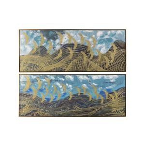 Set de cuadros pajaros azul de pvc 150x4x60cm