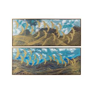 Set de cuadros pajaros azul de  xx0.5cm