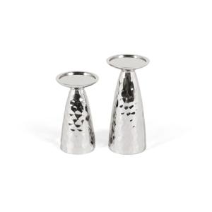 Set de dos candelabros fabricados en aluminio brillante