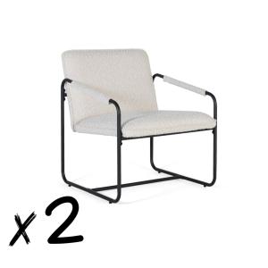 Set de dos sillones tapizados en tela beige y acolchados