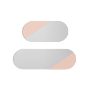 Set de espejos ovalados de haya rosa 90/65x30x2 cm