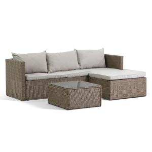 Set de exterior/jardín con sofá esquinero de poliratán