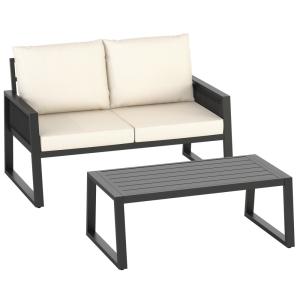 Set de jardín 1 sofá   1 mesa con diseño de cuerda y de alu…