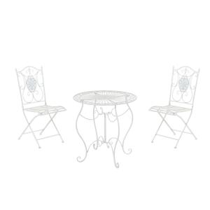 Set de mesa y 2 sillas de jardín en Metal Blanco