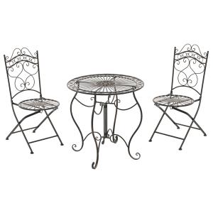 Set de mesa y 2 sillas de jardín en Metal Bronce