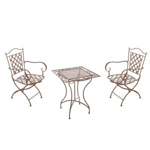 Set de mesa y 2 sillas de jardín en Metal Marrón antiguo