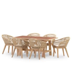 Set de mesa y jardin 6 sillas en madera y ceramica terracot…