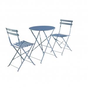Set de mesa y sillas de jardín bistro gris azul redondo ple…