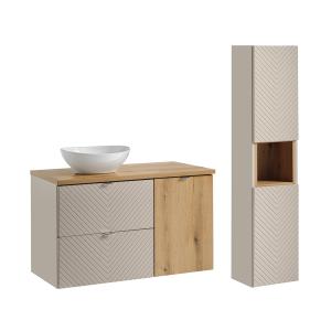 Set de muebles con lavabo cesto ropa y columna estratificad…