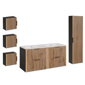 Set de muebles con lavabo encastrado estratificado marrón n…
