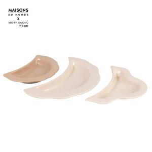 Set de platos para guarnición de gres beige y marrón - MORY…