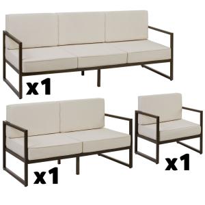 Set de salón de jardín, 6 personas, 2 sofás, 1 sillón, acol…