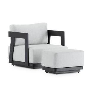 Set de sillón de jardín con reposapiés aluminio antracita