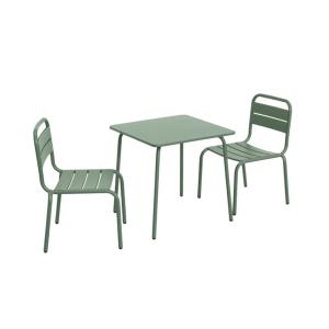 Set infantil de mesa y silla de metal con 2 sillas, verde g…
