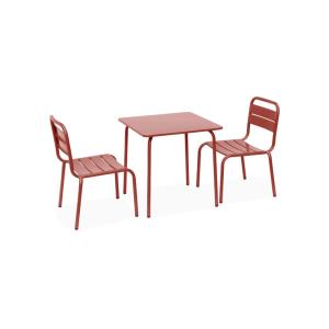 Set infantil de mesa y silla de metal de 2 plazas, terracot…