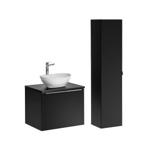 Set lavabo y mueble columna estratificado negro