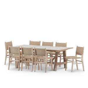 Set mesa y 8 sillas en madera y ceramica 205x105