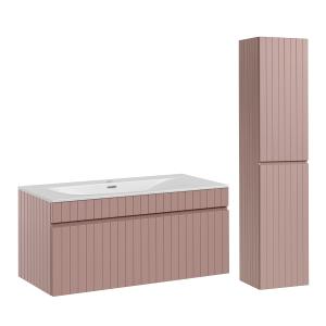 Set mueble lavabo encastrado de y columna estratificado ros…
