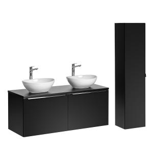 Set mueble lavabo y columna estratificado negro