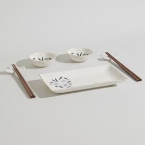 Set para sushi de cerámica con flores