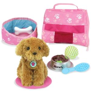 Set perrito con transportín juguete, 9cm, multicolor