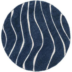 Shag azul oscuro/crema alfombra 120 x 120