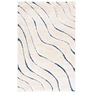 Shag crema/azul alfombra 60 x 90