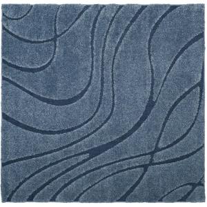 Shag light grey/blue alfombra 120 x 120
