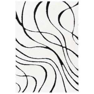 Shag marfil/negro alfombra 60 x 90