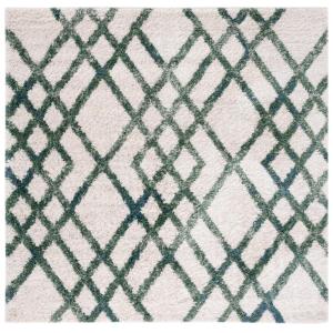 Shag marfil/verde alfombra 100 x 100