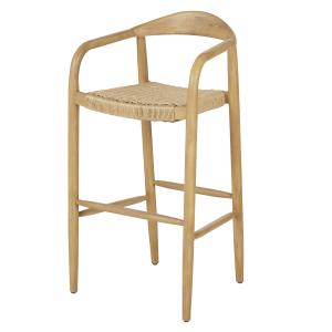 Silla alta de bar de madera de acacia y resina reciclada, 7…