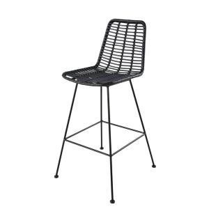 Silla alta de jardín profesional de resina reciclada negra