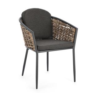Silla antracita en aluminio y fibra sintética para exterior