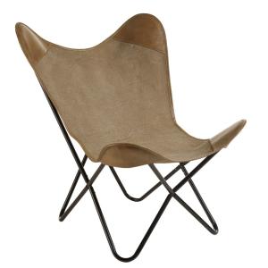 Silla Butterfly de tela y cuero