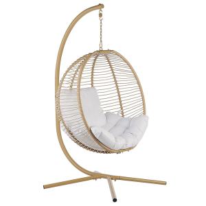 Silla colgante con soporte metal beige