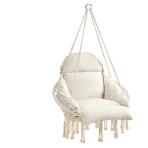Silla colgante de altura 113 cm de color blanco crema