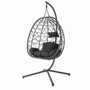 Silla colgante efecto ratán negro
