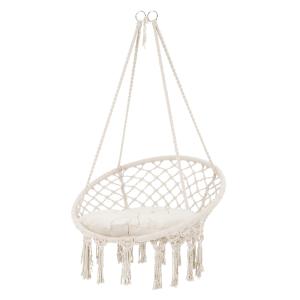 Silla colgante redonda beige columpio macramé cuerda trenza…