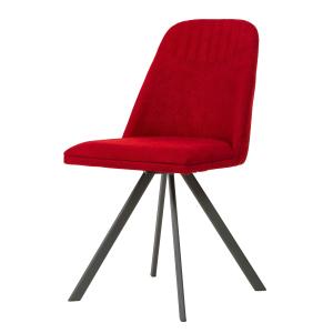 Silla comedor giratoria con patas grises y asiento en rojo