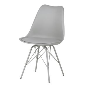 Silla con asiento polipropileno gris y patas metálicas