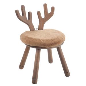 Silla con oreja de ciervo en madera natural 36x36x56 cm