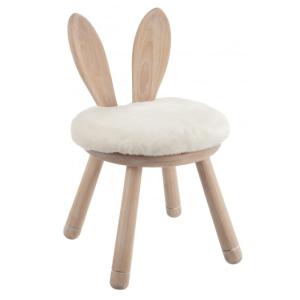 Silla con oreja de conejo de madera blanca 35x35x56.5 cm
