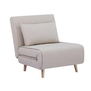 Silla convertible en cama tela base madera, beige
