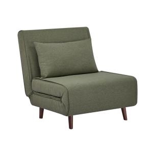 Silla convertible en cama tela base madera, verde kaki