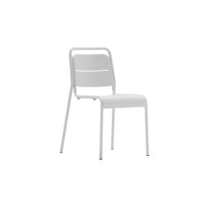 Silla de comedor apilable de metal blanca