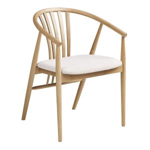 Silla de comedor en roble macizo y tela beige