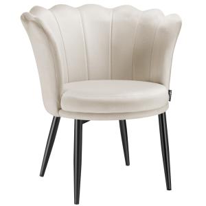 Silla de comedor, forma flor y terciopelo, 67x64x76 cm, cre…