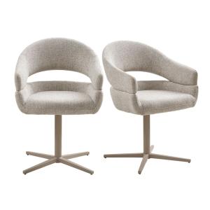 Silla de comedor giratoria en tela beige (x2)